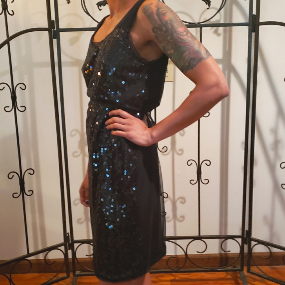 Black Mini Sequence Dress, size M, Nicole Miller